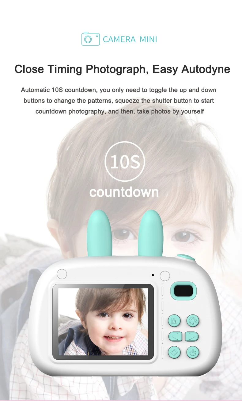 Cute A3 Kids Camera Toys 2.4 inches Digital Kids Camera Front Camera 800w Pixels Double-flashlight Support 32G