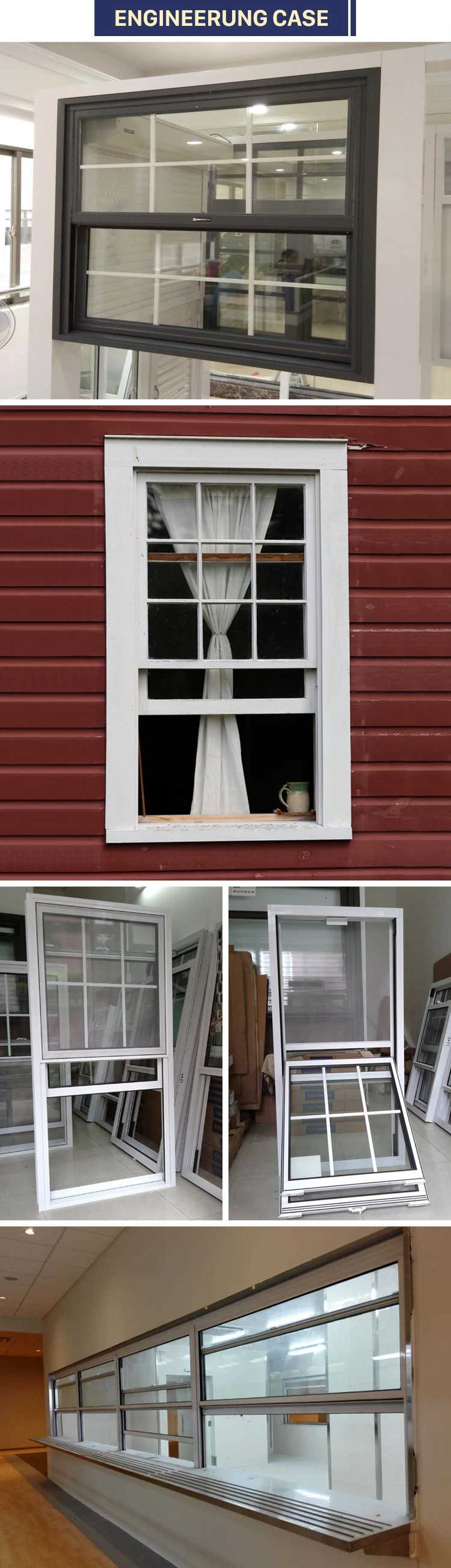 Two Track Aluminum Up Down Sliding Window Vertical Sliding Glass Window ...