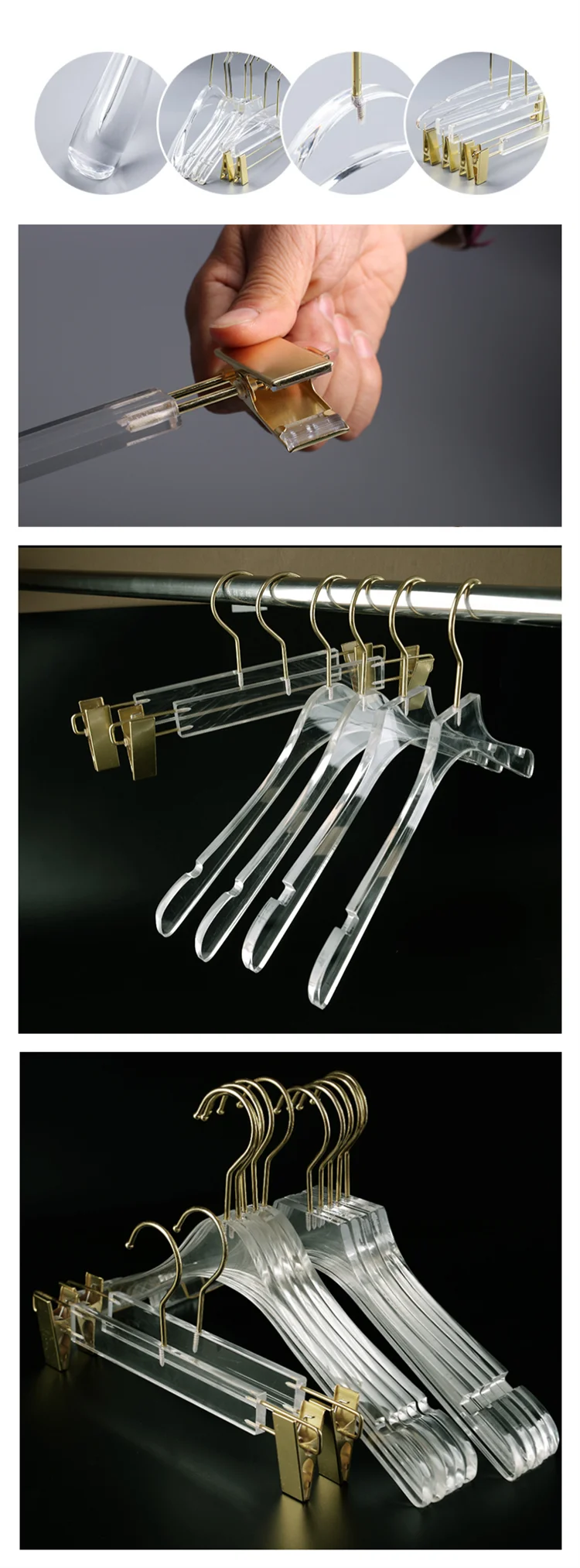 Wholesale Acrylic Clothes Hanger With Clip Transparent Acrylic Pant ...