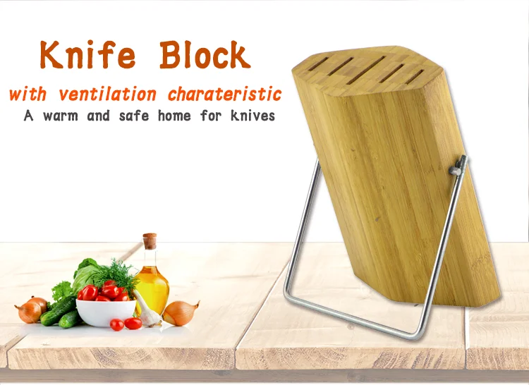 Bamboo and Stainless Steel Material 5pcs Set Wooden Block
