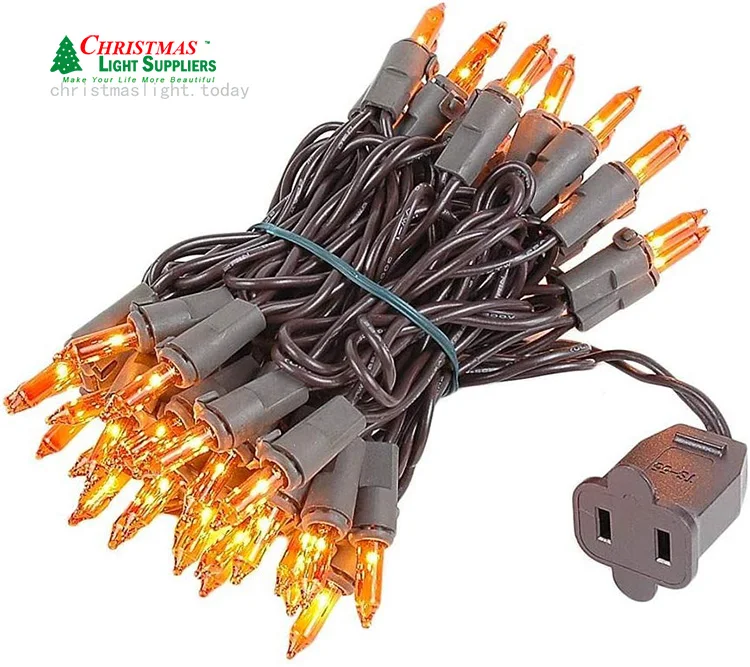 Brown wire christmas string lights