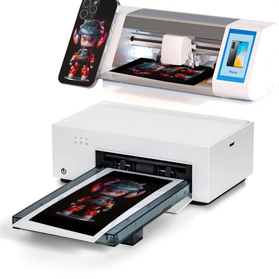 Operator using touchscreen interface to select device model and initiate cut sequence