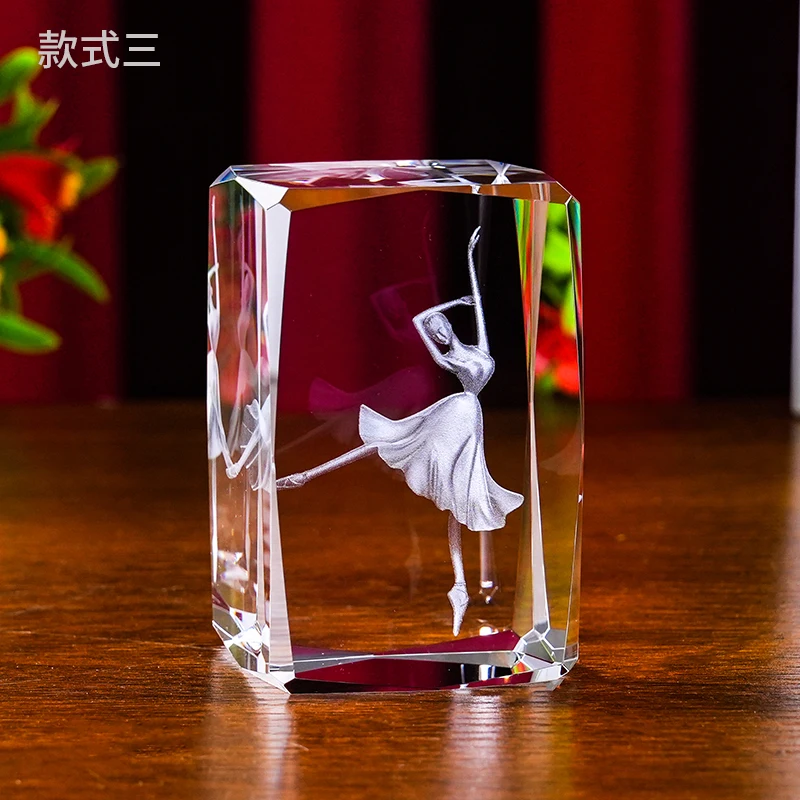 3D ballet laser crystal block crystal crafts souvenir gift for dancer supplier