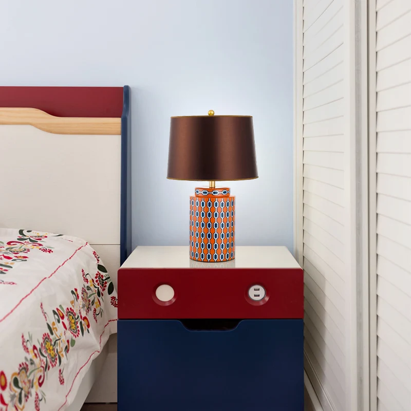 European style colorful handmade ceramic led desk lamps LED table light
