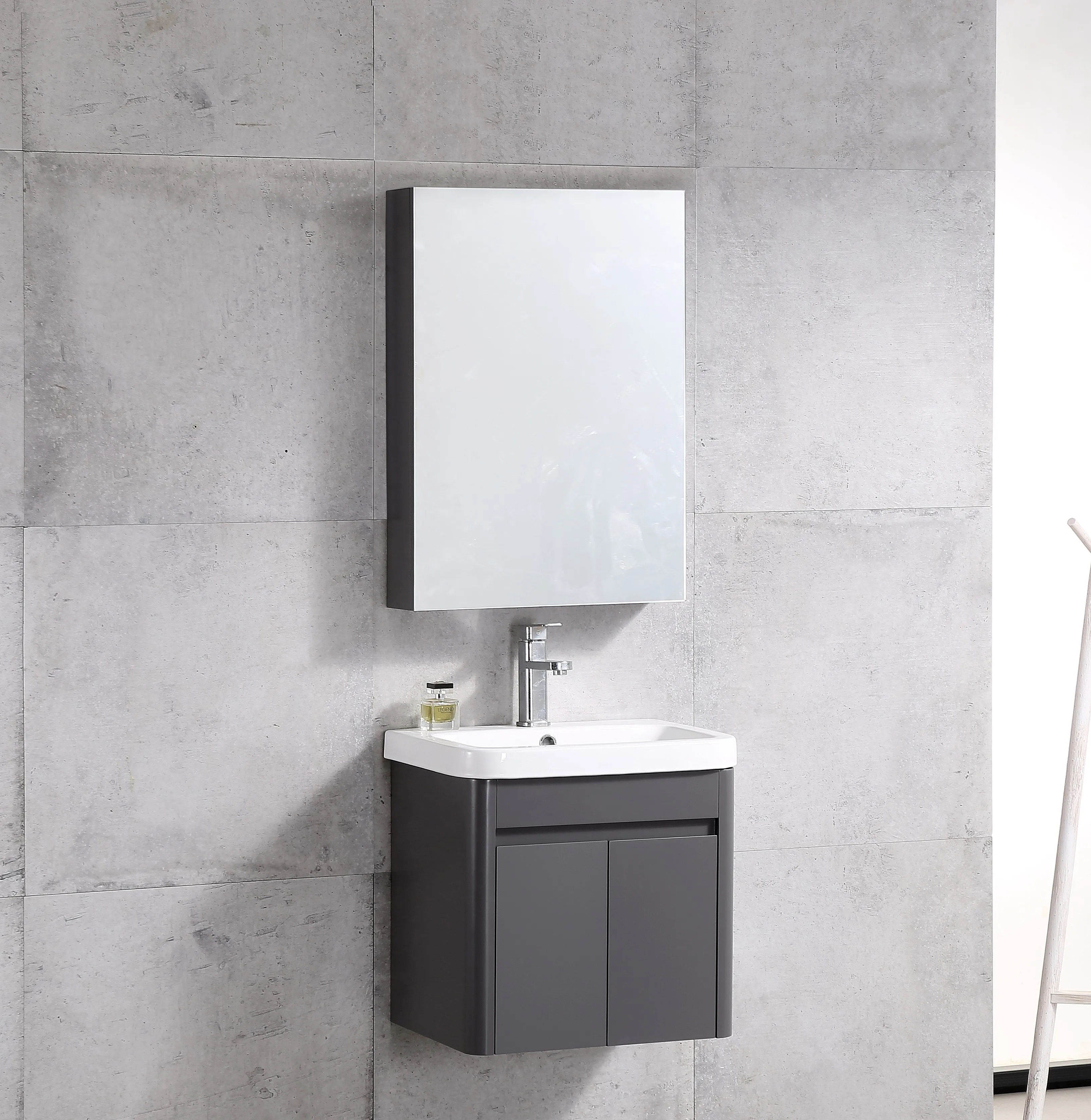 New design grey painting modern pvc white square shape cabinet bathroom sale