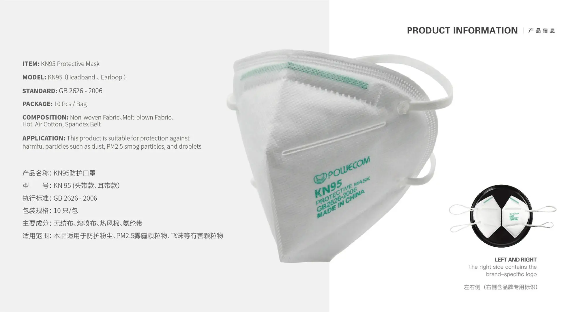 Powecom Kn95 Protective Face Masks Reusable Disposable Mask White Color ...