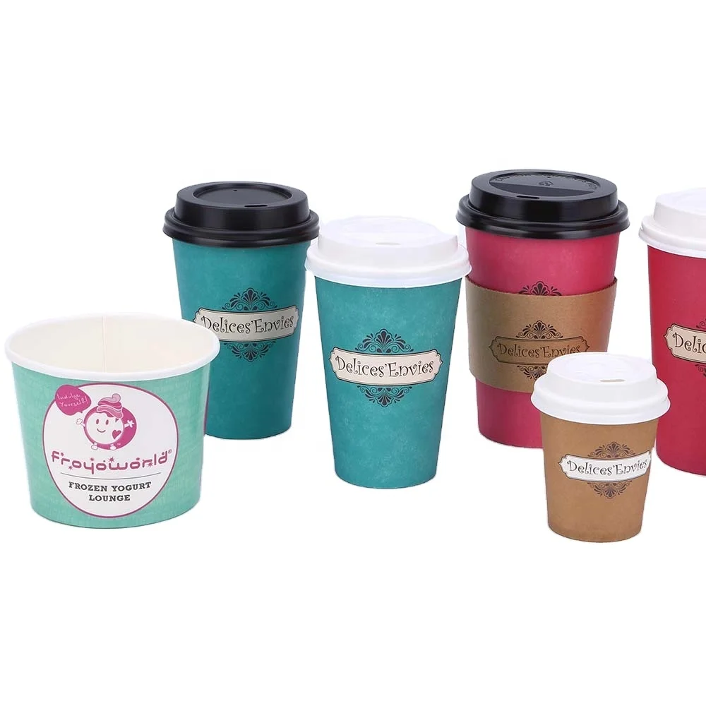 4/8/12/16oz 100 x Disposable Coffee Cups Red Paper Cups Party Cups With Lids