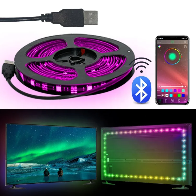 LED TV Backlighting  USB 5050 RGB LED Strip Kit  light Flexible Adhesive Back Tape  Remote Control