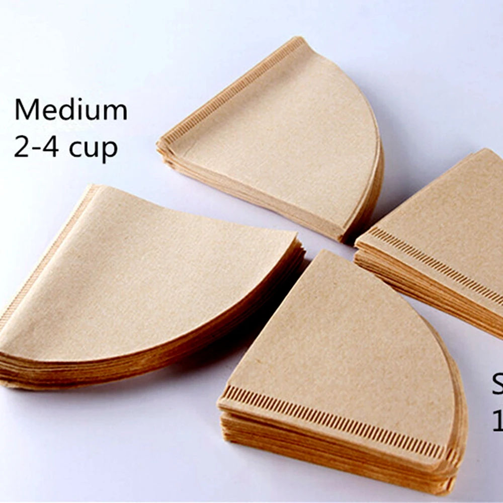 V Shape Barista Pour Over Drip Coffee Paper Filter White Brown Color