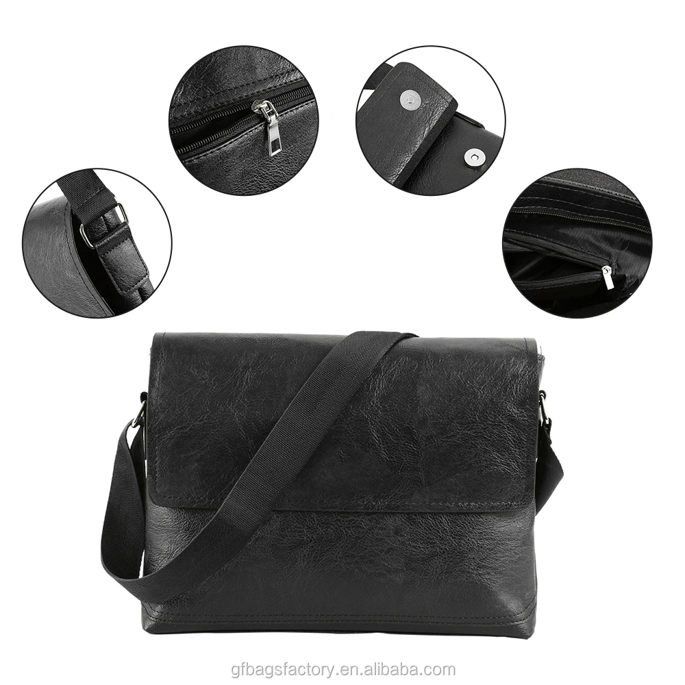 2019 new arrival large business vintage crossbody bag PU leather handbag for men