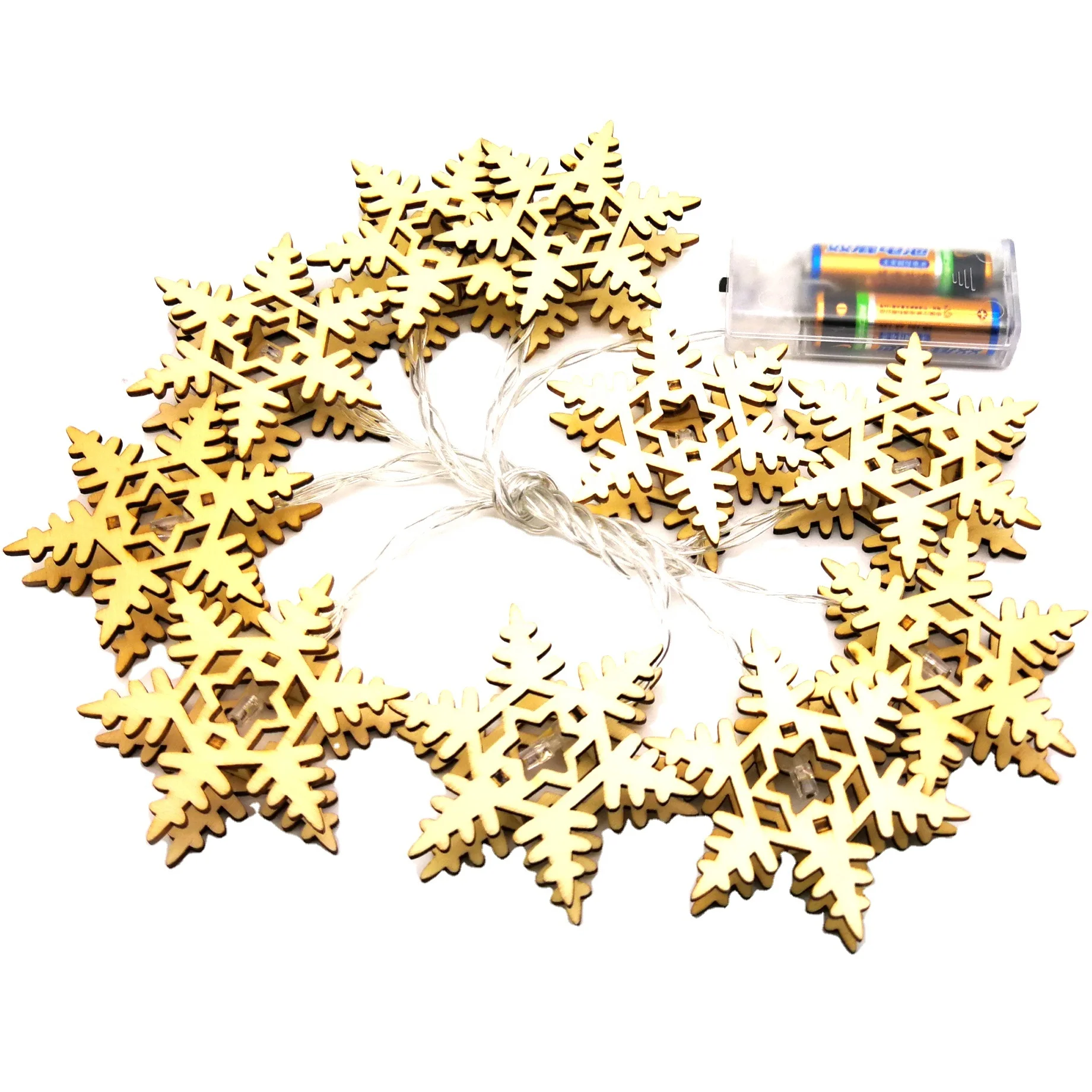 Nice Design LED Wooden Snowflake Pendant Garland LED String Light for Home Decoration Party Decoration