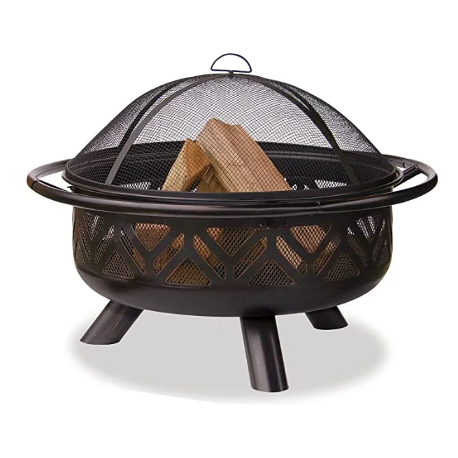 户外花园庭院圆顶野营火坑烹饪烤架和火坑桌子批发迷你圆钢火坑