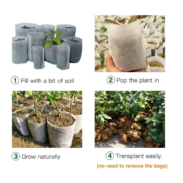 400Pc Biodegradable Non-Woven Nursery Bags Plant Grow Bag Fabric Seedling Pots 