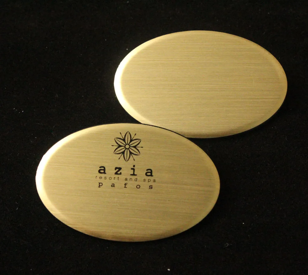 Name Tag/badge Blanks Brushed Gold Oval Shape With Safety Pin Or