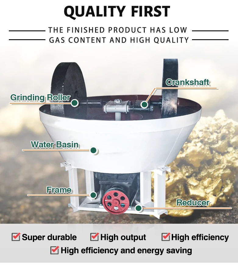 For Sale Gold Washing Equipment Wet Pan Mill Gold Grinding Machine