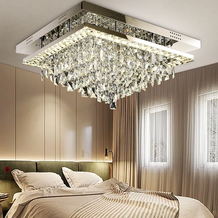 OEM Luxury Fancy Modern Design Home Decor Kitchen Living Room Bedroom Crystal Glass LED Fixture Ceiling Light With Gold Price