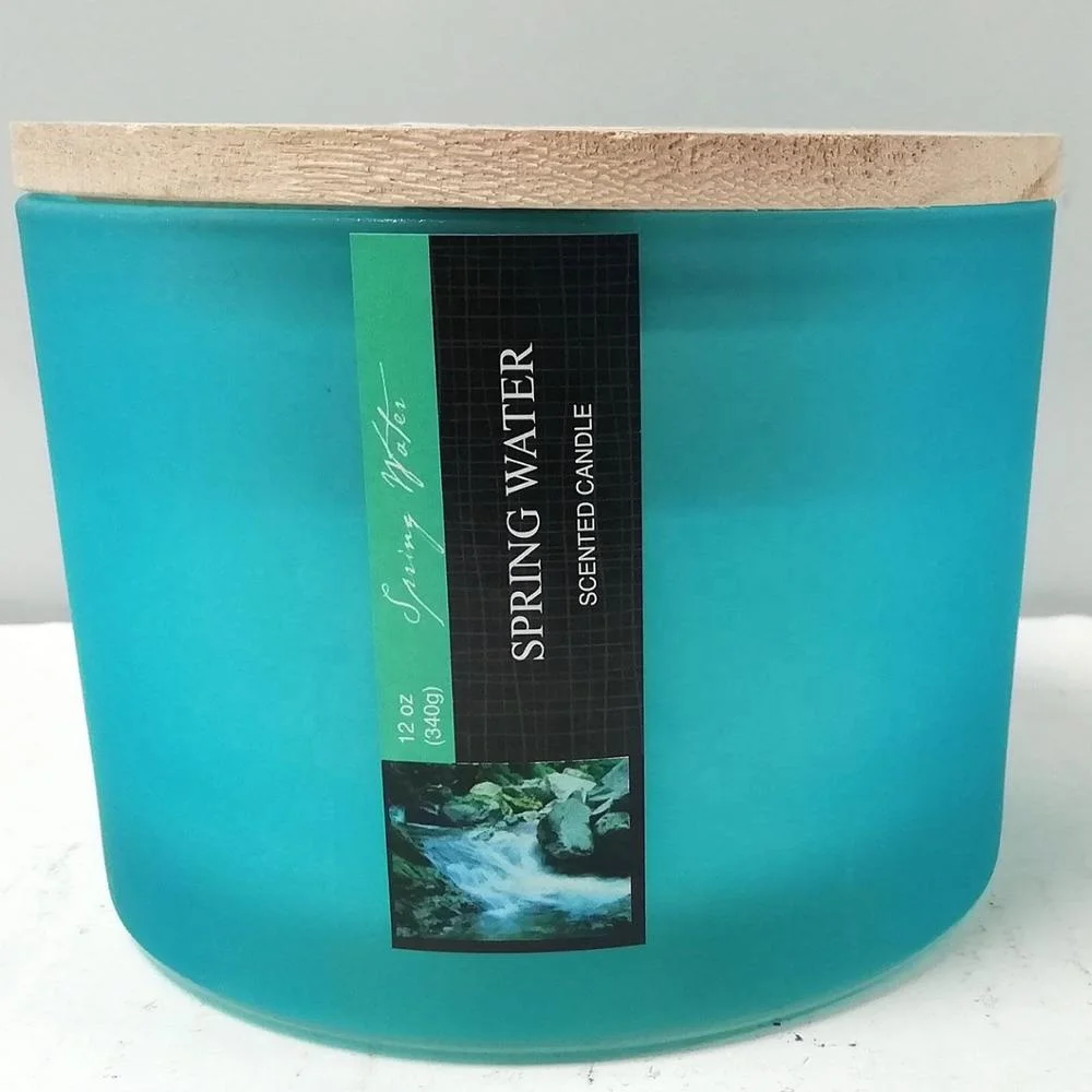 Candle/ Frosted Scented Candle With Joyful Wood Lid Scented Feature And