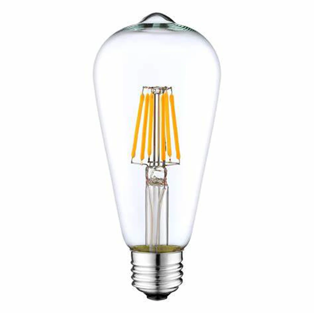 Factory Wholesales 2W 4W 6W 8W 10W 12W ST64 Led Filament Bulb, E26 E27 B22 St64 Filament Bulb