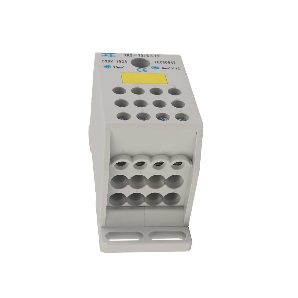 192a Din Rail Panel Distribution Blocks 1*70mm2 Input,12*6mm2 Outputs Power Distribution