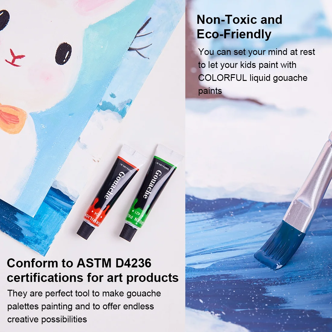 Gouache Paint 12 X12ml With Palette And Brushes Nontoxic Washable Gouache Paint Set For Kids