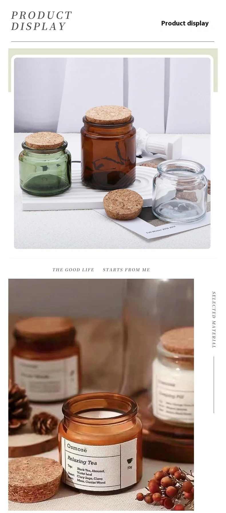 product luxury 100ml 200ml amber glass candle jar with lid empty luxury glass candle holders lanterns  jars-5
