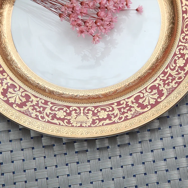 dessert round plates gold