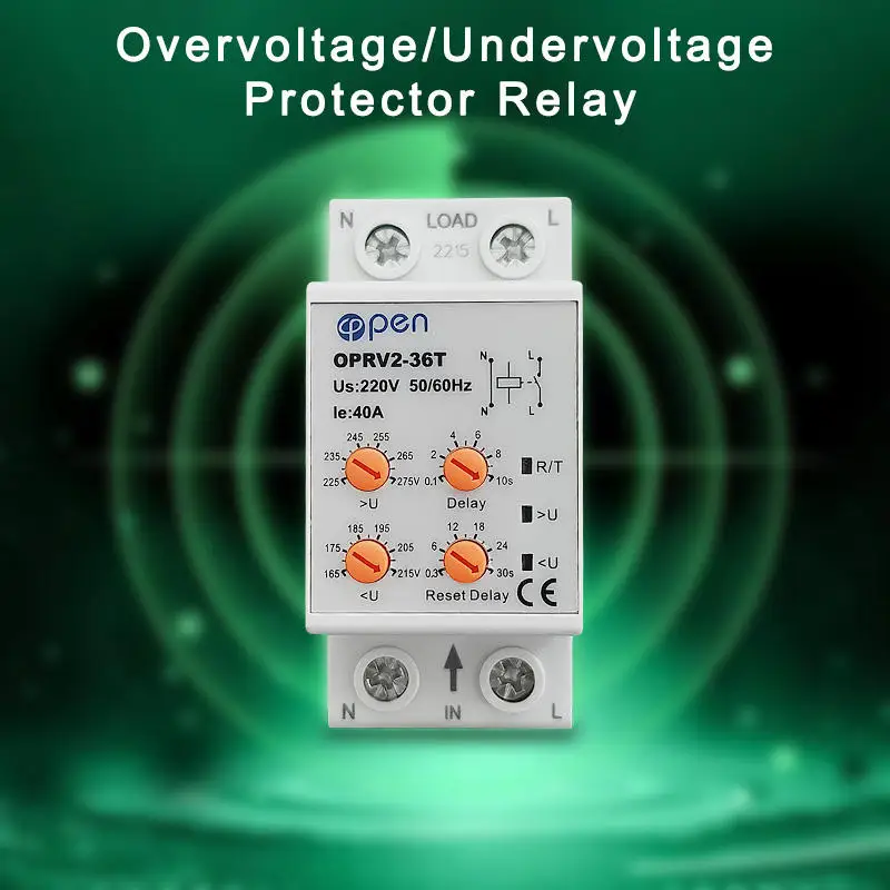 Open Electric Adjustable Voltage Relay 63a 220v Automatic Reset Over