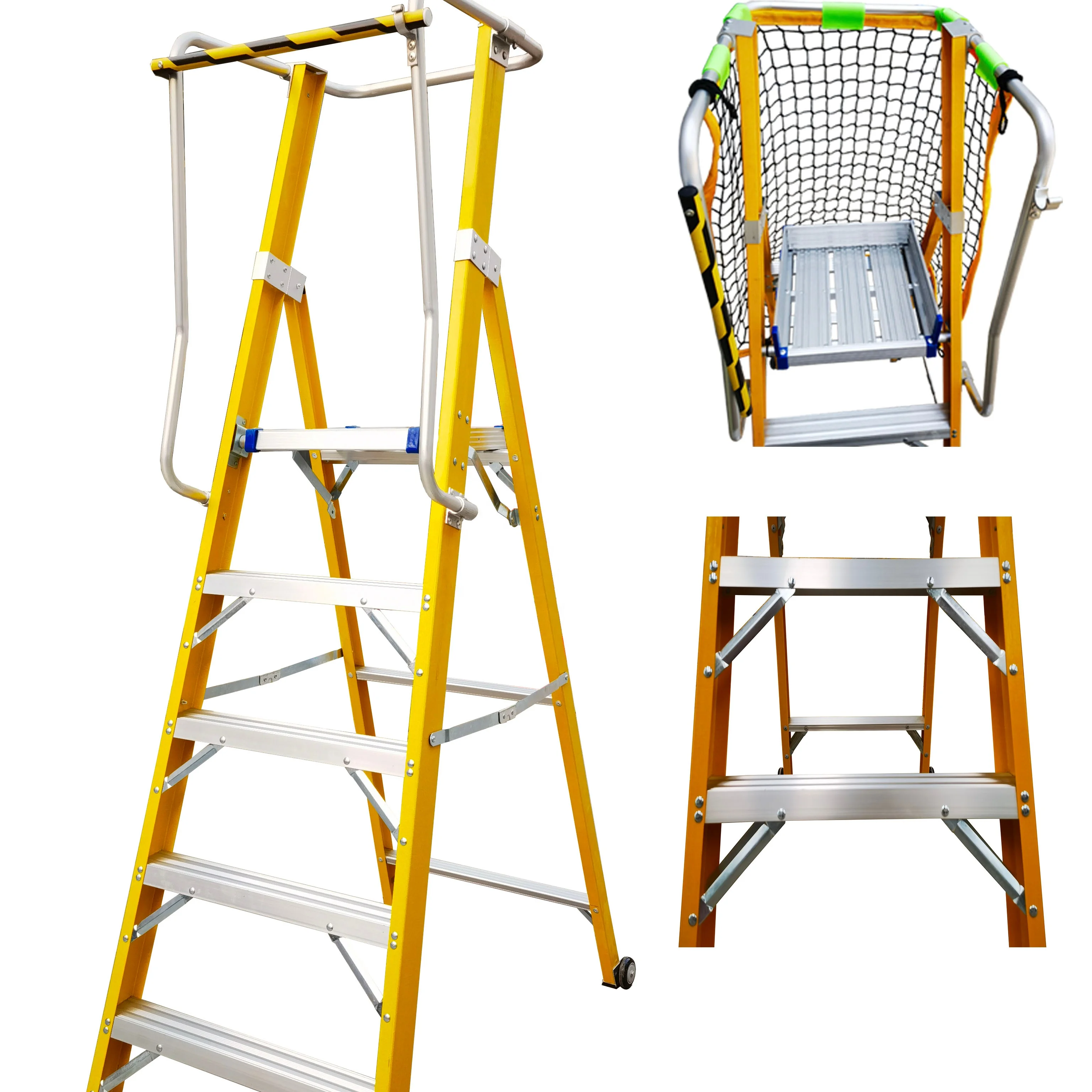 Industrial Mobile Portable Insulated Fiberglass Ladder Platform Step ...