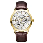 OEM Brand New Design Modern Waterproof Leather Strap Wrist Men Watch Luxury Automatic Skeleton Watch for Men