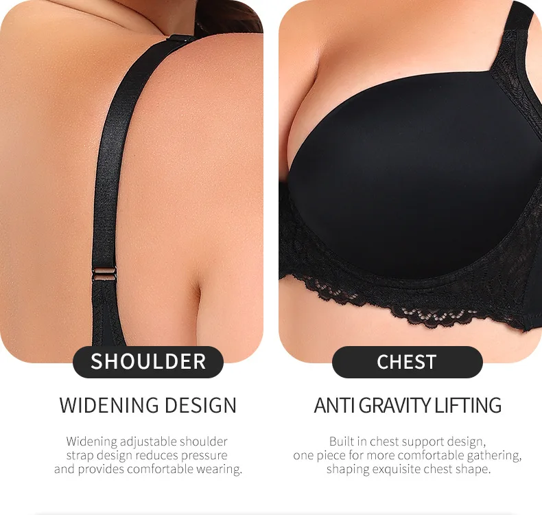 Cross-Border Large Size Bras Anti-Sagging & Breathable V2109005 Model with Steel Ring & Gathered Cups for Large Chest Wholesale