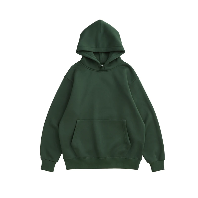 

YLS 2020 new style men's hoodies custom printed logo factory bulk hoodies dark green hoodie without drawstring