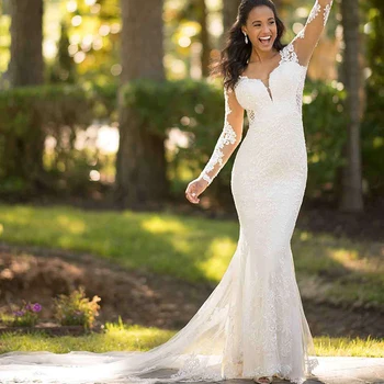 New Style Backless Long Tail Mermaid Wedding Dress Gowns With Sleeves Buy Mermaid Wedding Dresses With Sleeves Long Tail Wedding Dress Backless Wedding Gowns Product On Alibaba Com