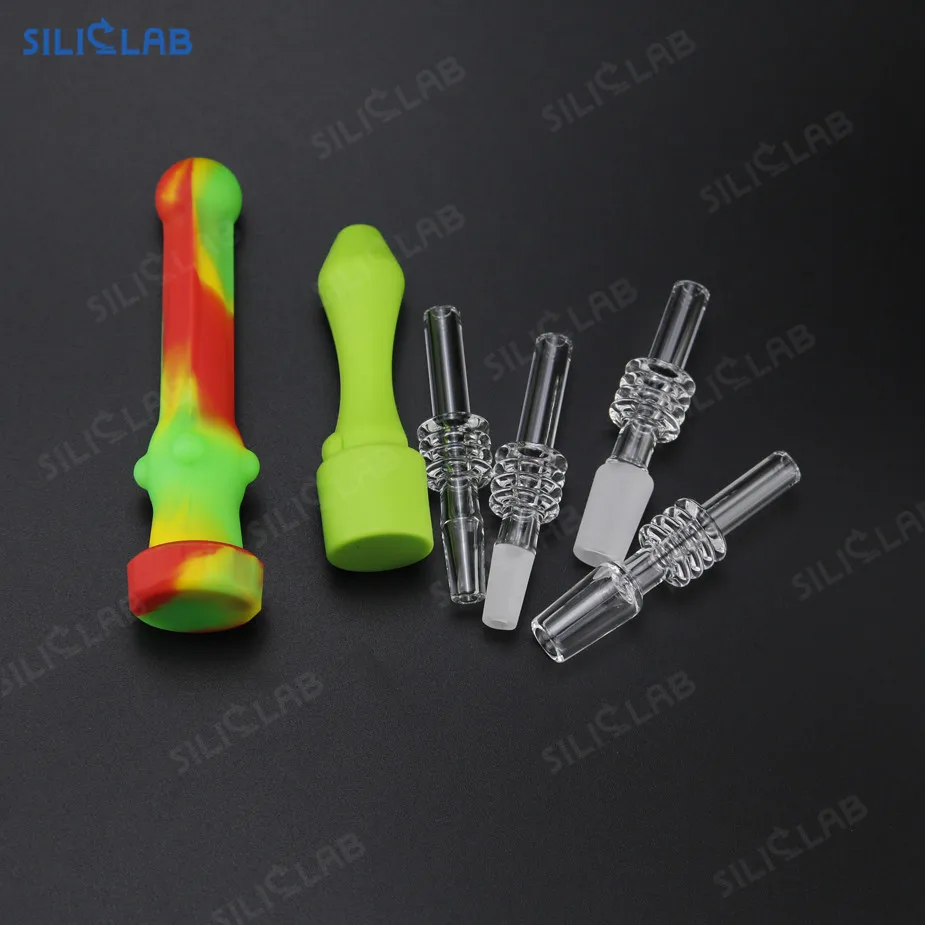 Glass Smoking Accessories Crack Pipes Silicone Handle Dry Herb Wax Dab