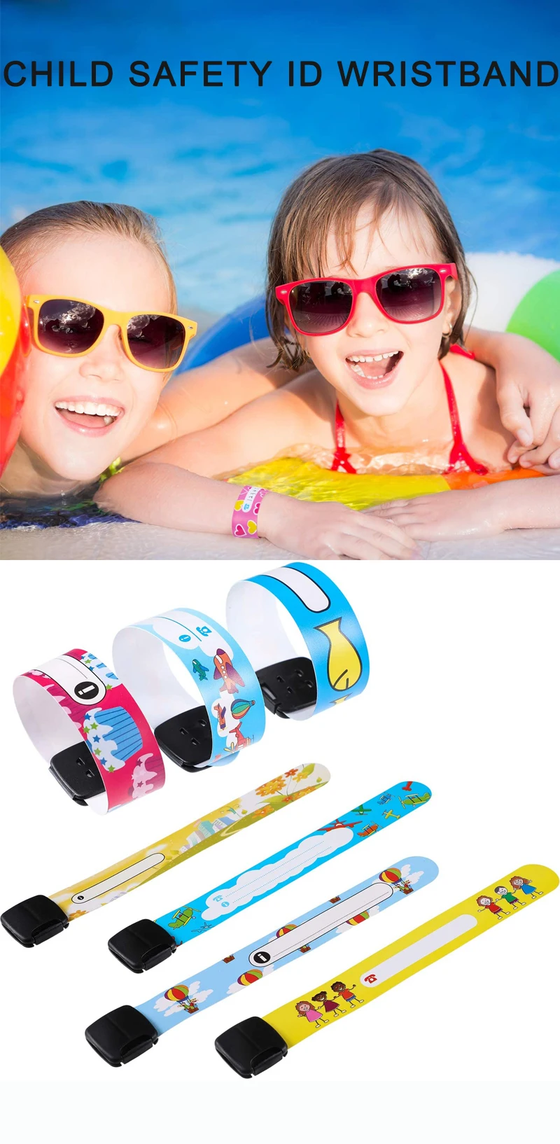 Children Safety Id Wristband Reusable Identification Bracelets