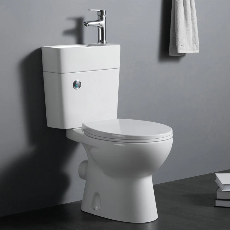 C1009 Popular design modern white glaze combination ceramic toilet with basin