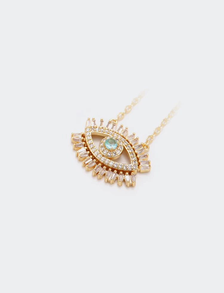 New Jewelry Blue Eye Pendant Necklace 18k Gold Plated Fashion Blue Eye ...