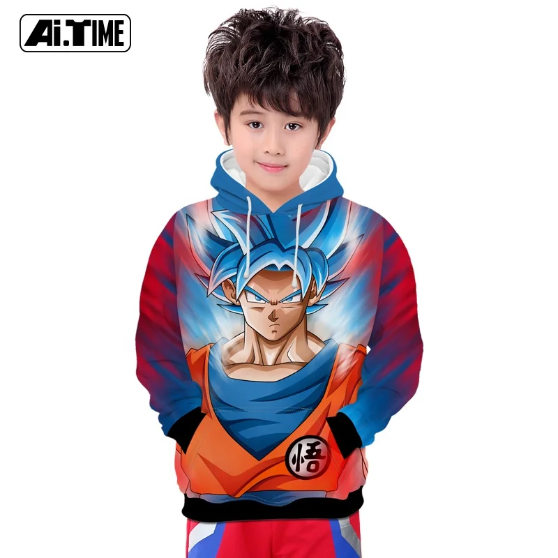 
Wholesale Custom Children Sweater 3D-printed Jackets The Monkey King Sun Wukong Hooded Sweatshirt Dragon-Ball Kids Anime Hoodie 