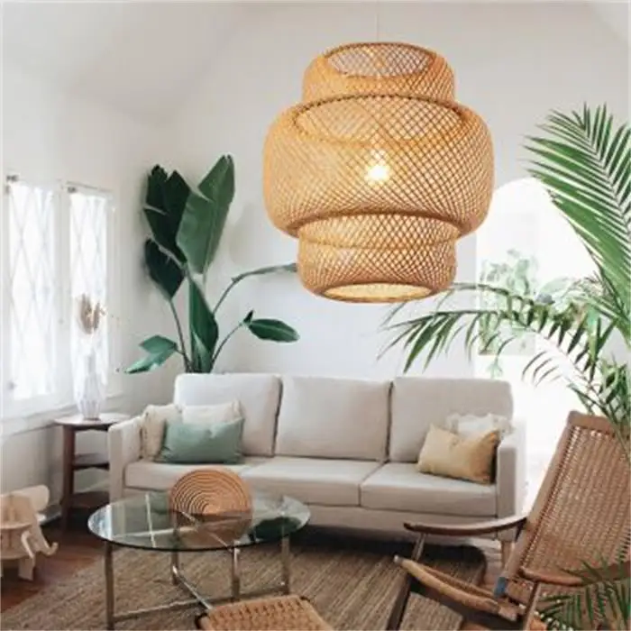LED Basket Pendant Lighting Bamboo Handmade Lantern LED Ceiling Light Creative Lighting Environmentally Friendly Light Customize