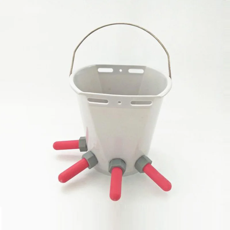 Animal Plastic Tools Multiple Teats Milk Bucket 8L Calf Lamb Plastic Milking Bucket