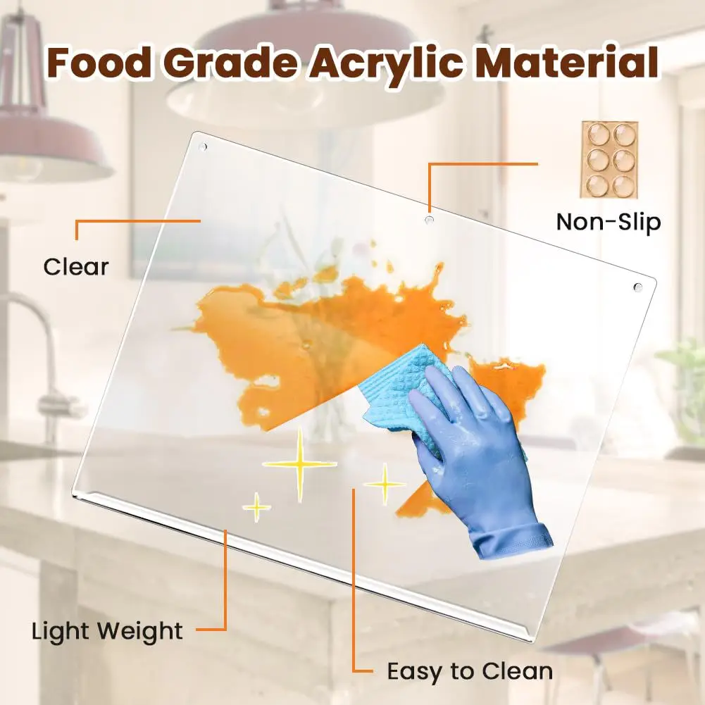 product customized acrylic non slip clear eco friendly reusable durable kitchenware cutting board oem odm for fruit and vegetable use-5