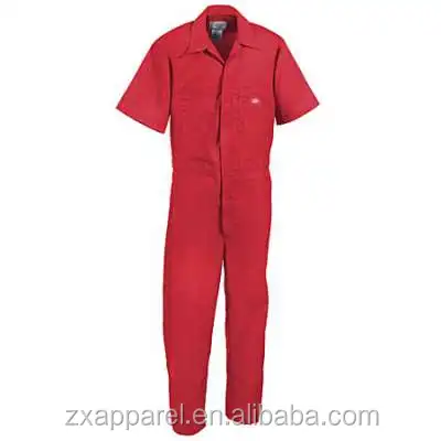 Cotton Blend Industrial Work Gear Men's Short Sleeve Coveralls Red 