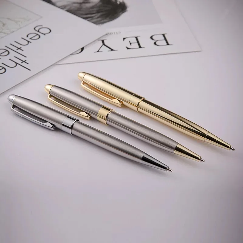 Metal Ballpoint Pen 0.7mm Gold Silver Luxury Custom Advertising Gift Pens for Sc 