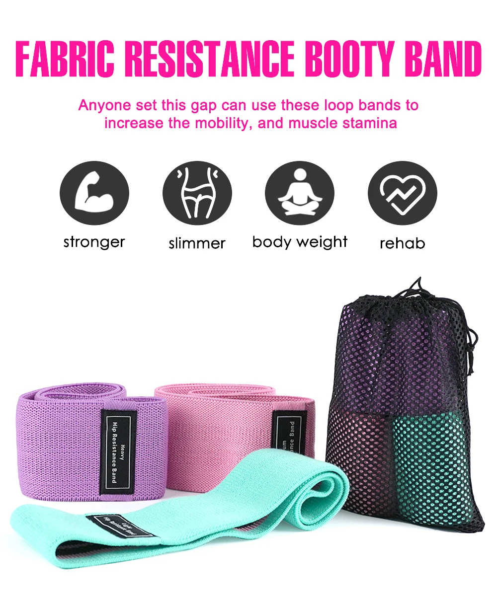 custom workout fabric 3 levels exercise resistance booty bands