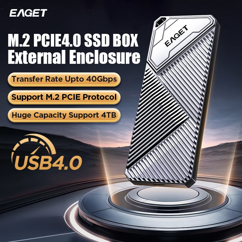 EAGET Thunderbolt 4/3 USB 4.0 M.2 NVMe Enclosure - 40Gbps, Tool