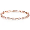 Rose Gold Color Chain Link Bracelet bangles for Women Ladies Shining Cubic Crystal Jewelry