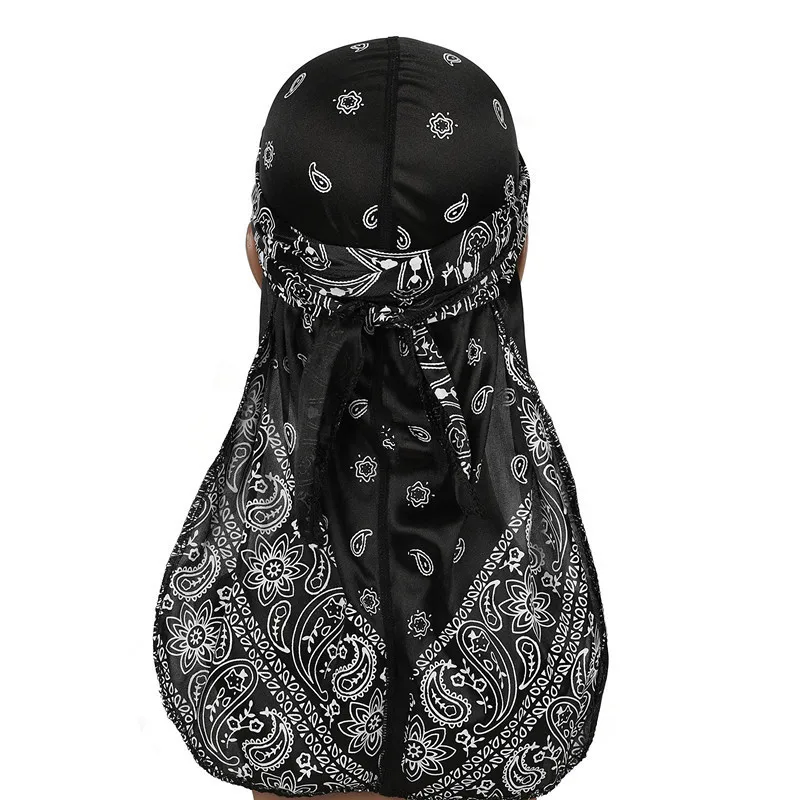 2020 Unisex Men Silk Durag Custom Print Soft Bandana Turban Hair