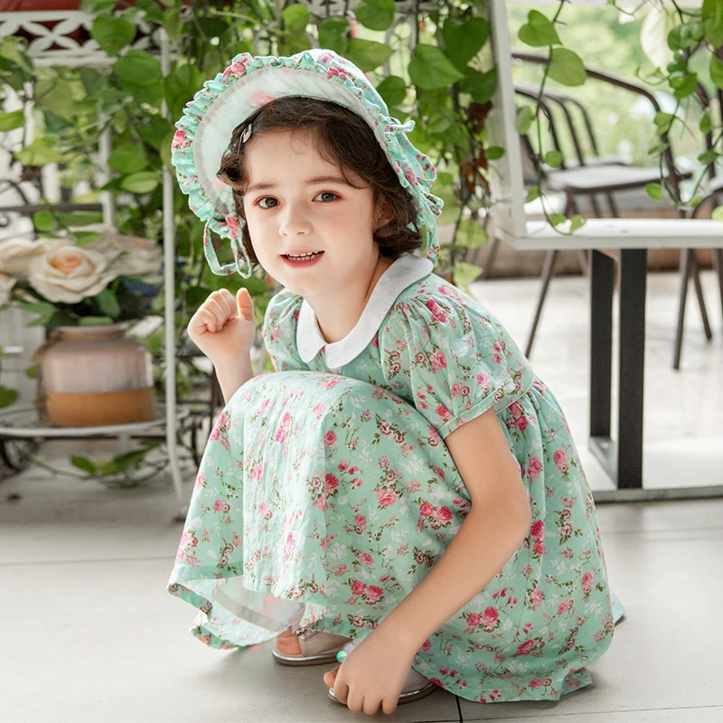 HUHUXXYY Floral Undershirts for Teen Girls Cotton Dress Casual Summer Long Shirts Color : Shown, Size : 2T