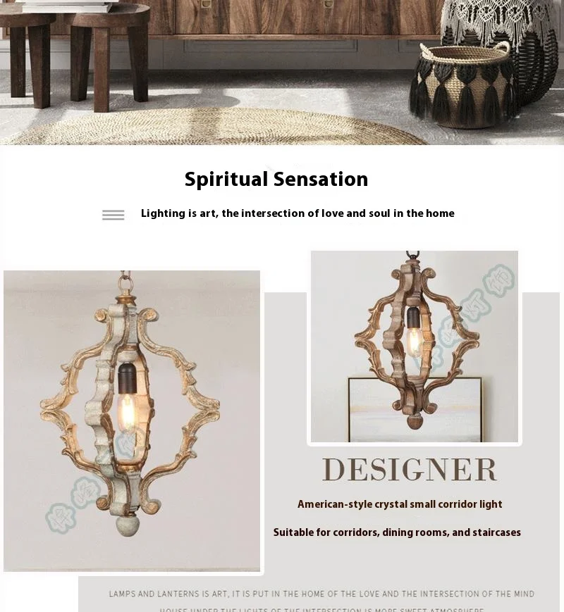 product french country style gold plated single head pendant light medieval rural entrance hallway lighting chandeliers pendant lights-1