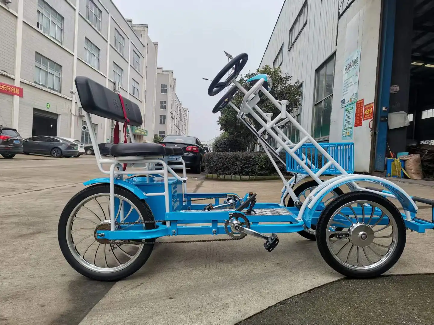 Electric Assisted 4persons 4wheels Surrey Bike With Led Light And Front