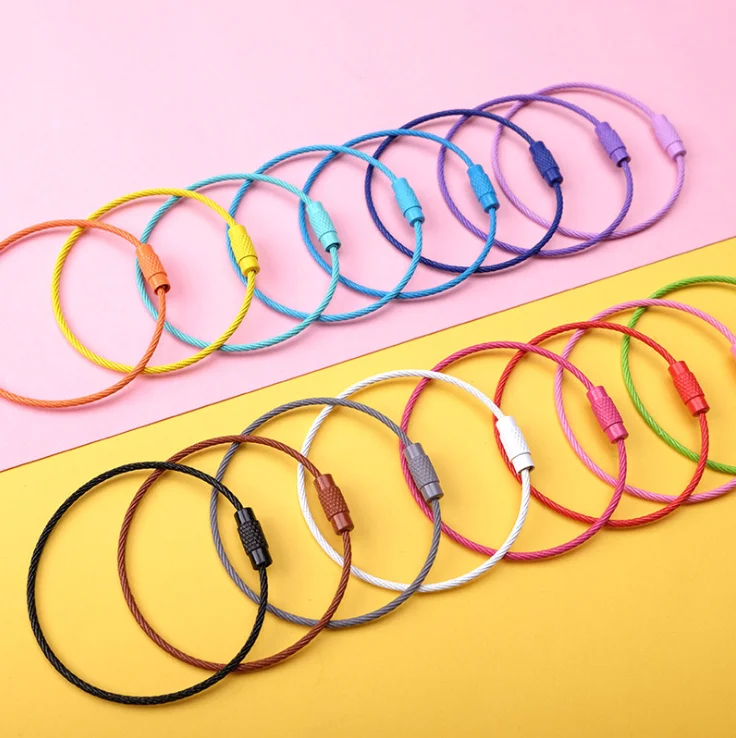 Wire Keychains 2mm 6.1 Inch Assorted Colored Diy Cable Loops Stainless